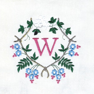 floral frame wreath for monogram 3 sizes machine embroidery designs instant download