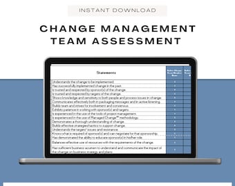 Change Management Assessment for Team ǀ Project Management ǀ HR Forms ǀ Project Template ǀ Task Tracker ǀ Communication Plan ǀ HR Templates