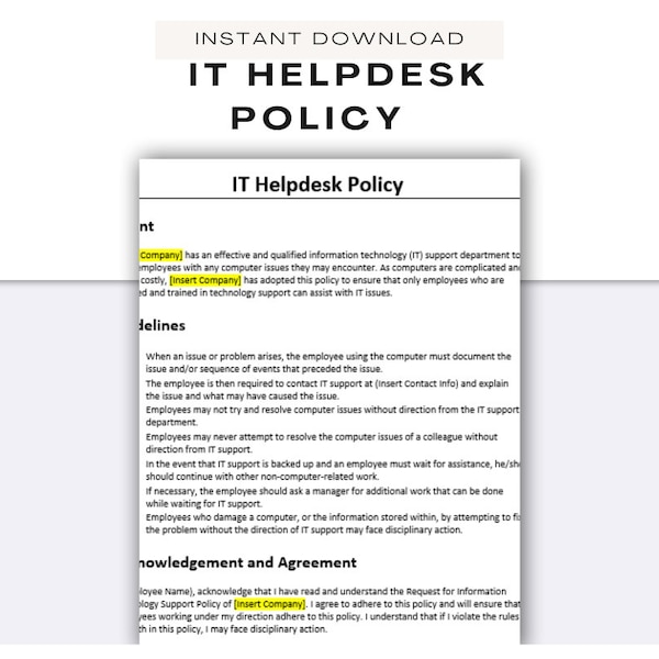 IT-Helpdesk-Richtlinie ǀ Internet- und IT-Richtlinie ǀ Papierkram für Neueinstellungen ǀ Mitarbeiter-Onboarding