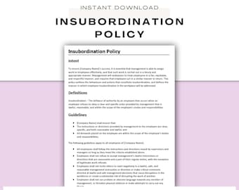 Insubordination Policy ǀ New Hire Paperwork ǀ Human Resources Forms ǀ HR Templates ǀ Employee On boarding ǀ Welcome Packet