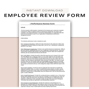 Employee Review Template | Human Resources | Editable in MS Word, PDF, and Canva | Human Resources Form | Employee Evaluation | HR Prints