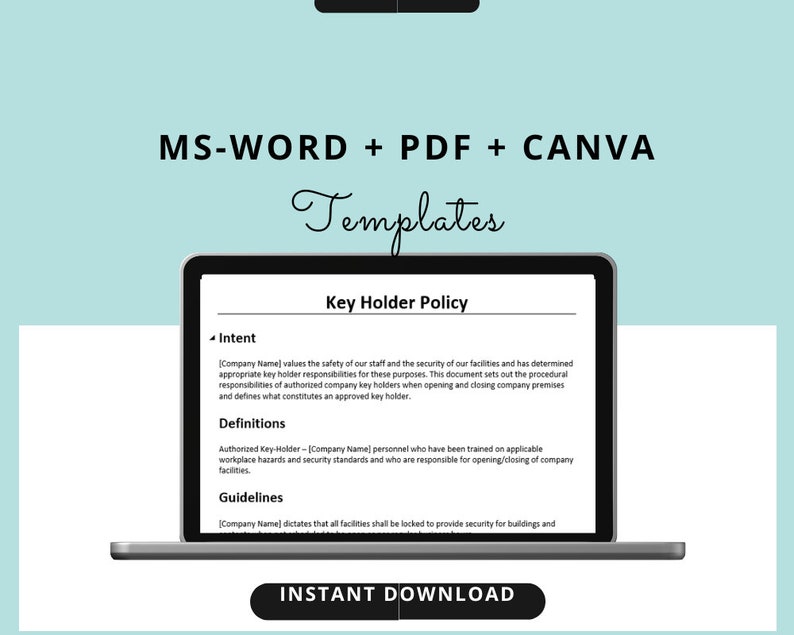 Key Holder Policy ǀ New Hire Paperwork ǀ Human Resources Forms ǀ HR Templates ǀ Employee