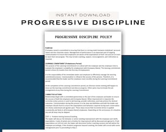 Progressive Discipline Policy HR Template, Editable Forms (Word & PDF)