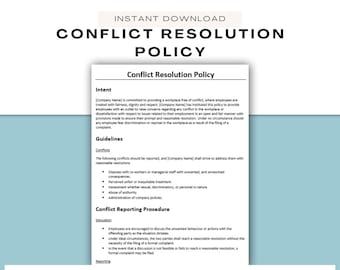 Employee Conflict Resolution Policy ǀ HR Policy ǀ New Hire Paperwork ǀ Human Resources Forms ǀ HR Templates ǀ Employee Onboarding