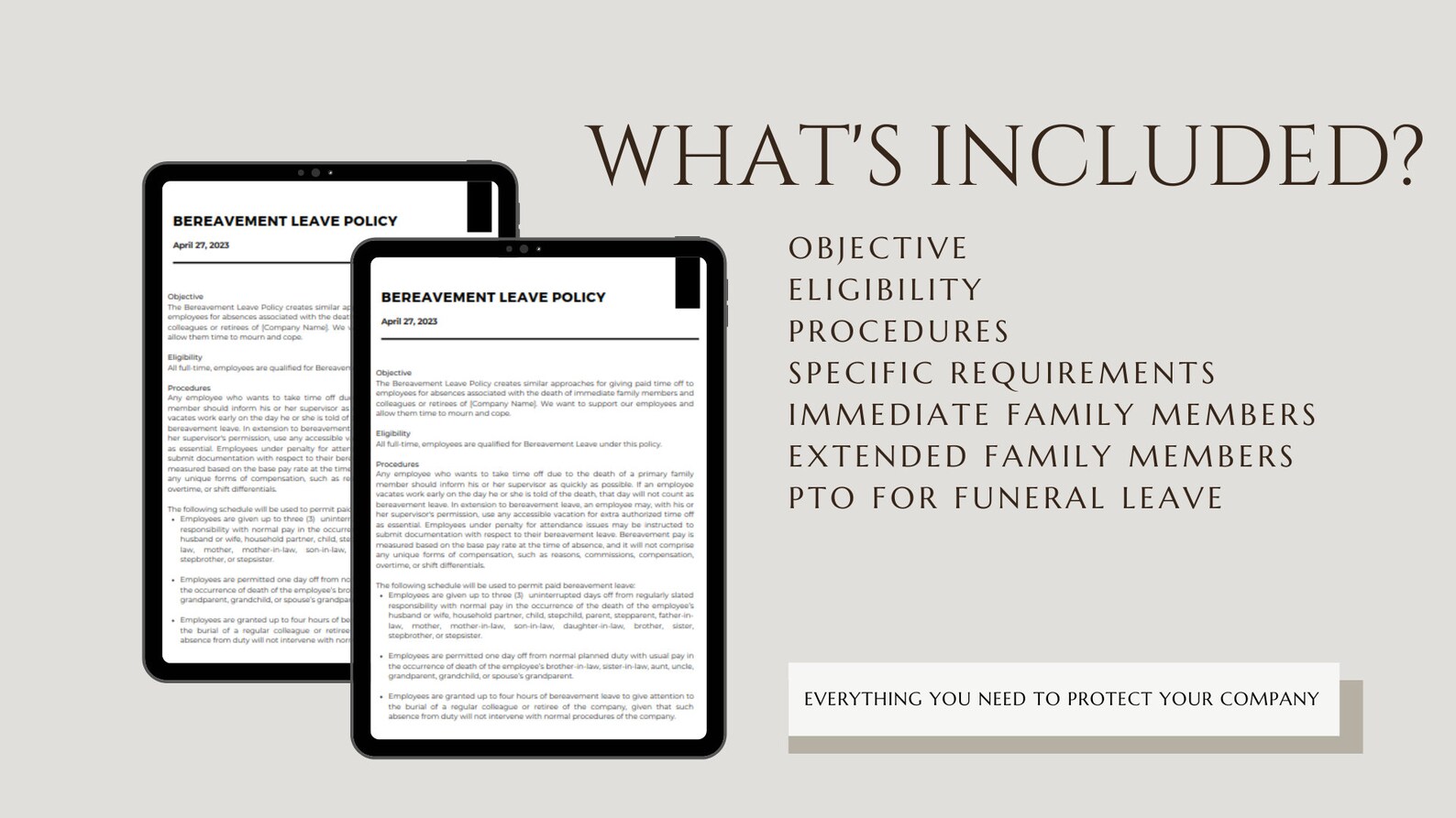 Bereavement Leave Policy Small Business HR Forms Employee Etsy