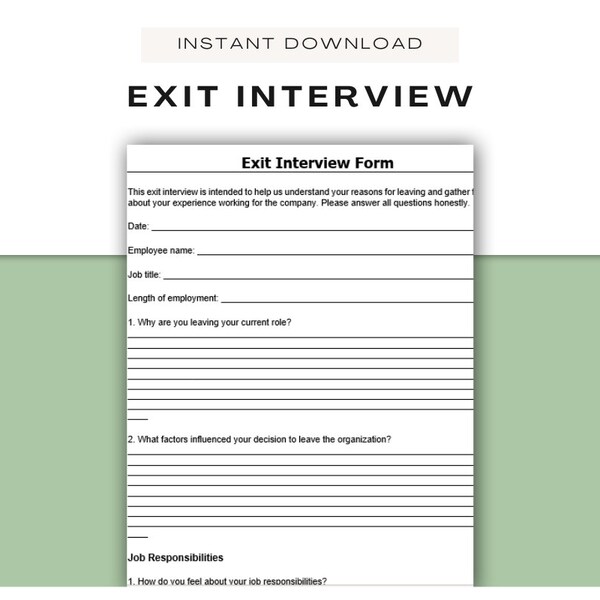 Human Resources Employee Exit Template Etsy