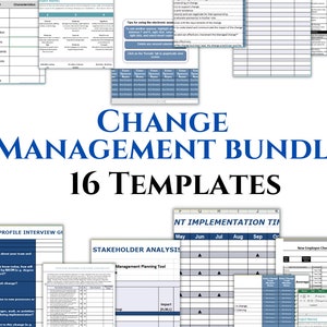 Change Management Bundle ǀ Project Management ǀ HR Forms ǀ Project Template ǀ Task Tracker ǀ Communication Plan ǀ HR Templates