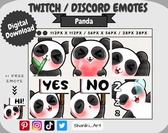 Niedliches Kawaii Chibi Panda Videospiel Emotes Set Pack für Twitch, Discord, Youtube Streamer Emote