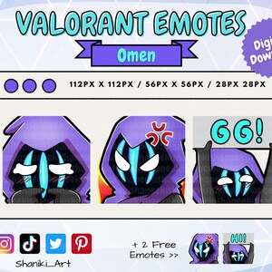 Valorant Omen Cute Kawaii Chibi Funny Emotes Set For Twitch, Discord, Youtube, Stream Emote