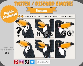 Söt Kawaii Chibi Rolig Tukanfågel Emotes Streaming Set För Twitch, Discord, Youtube Stream Emotes