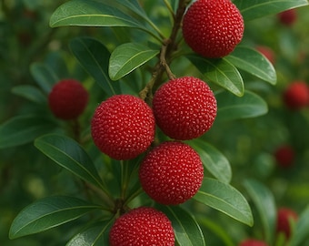 5 Semillas de Myrica rubra | Yangmei / Mora bayberry | Árbol Frutal, Jardinería, Planta Ornamental, Fácil Cultivo