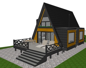 A-Frame Cabin Project Plans – 7.5x13m, 3 Bedrooms, 3 Dormers (PDF)