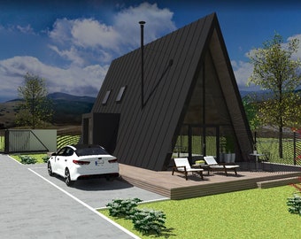 A-Frame Cabin Plans – Timber Frame Architectural Design (6.25x11m)