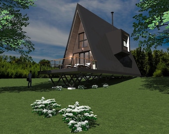 A-Frame Cabin Plans – 6x11.5m, Two Bedrooms (Romanian PDF)