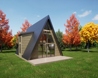 A-Rahmen Haus-Pläne - 10 x 13,75 m - 2 Zimmer Haus