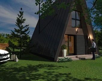 Planos de casas con estructura en A: PDF arquitectónico y estructural (sistema métrico)