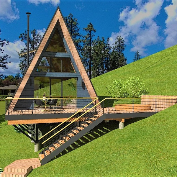 A frame cabin plans - architectural plans