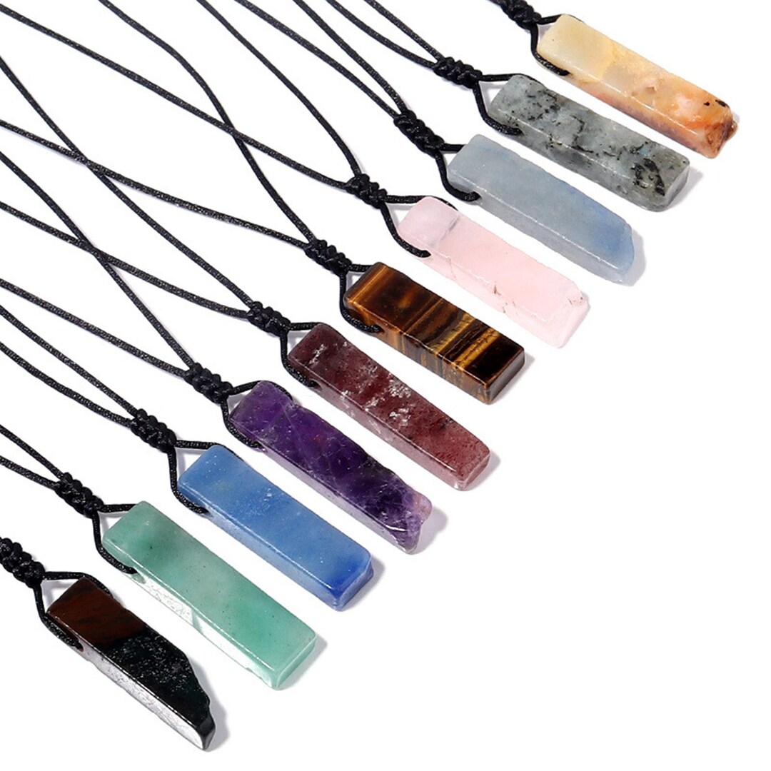 Crystal Necklace Raw Stone Necklace Energy Protection Etsy