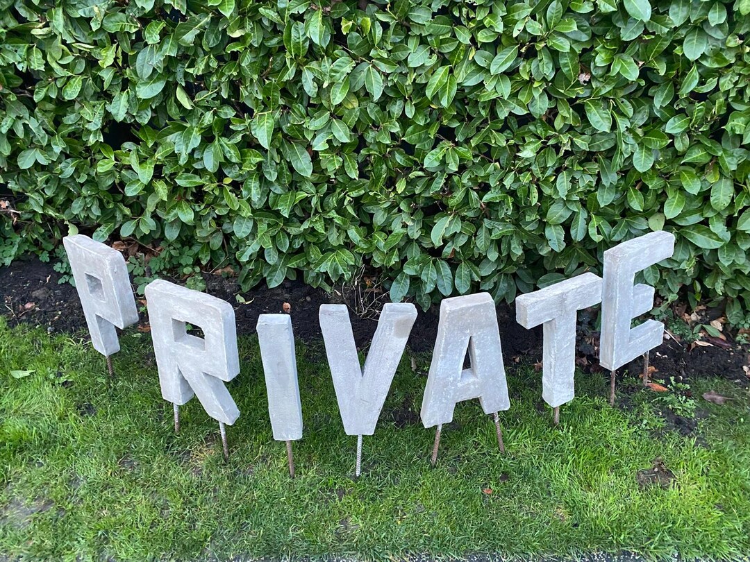 Private Lettering Sign Concrete Private Letters Custom Outdoor Name Sign With Stakes Logo ...