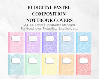 Pastel Composition Notebook Covers | Digital Notebook Covers | Notebook Covers | Goodnotes Covers | Notability Covers