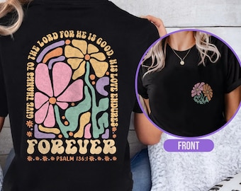Boho Christian Shirt Women Bible Verse Tshirt Jesus Apparel Vintage Floral T Shirt Comfort Colors Flower Graphic Tee Retro Back Print Faith