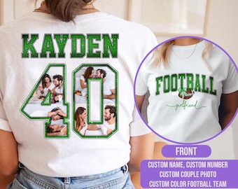 Custom Photo Football Girlfriend Shirt , In My Football Girlfriend Era TShirt, Football Game Day Gift for Cute Girlfriend Era Tee