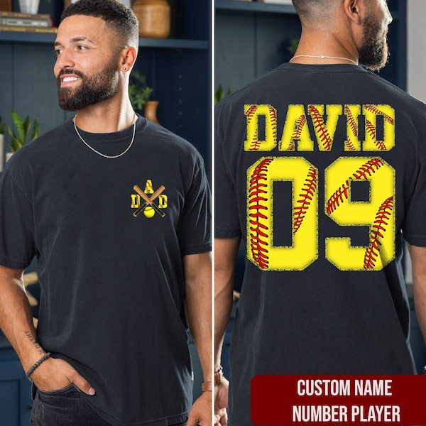 Camisa de softbol para papá, camisa personalizada de papá de softbol con número y nombre de niños, regalos de papá, camisa del equipo de softbol, camisa del día del padre, amante del deporte