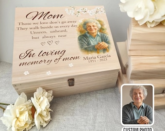 Personalized Memorial Memory Keepsake Box, Custom Keepsake Box For Loved One, Memorial Keepsake Storage Box, Box Gift For Loss Of Dad Or Mom