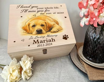 Caja de recuerdos con foto personalizada para mascotas, caja de madera para recuerdos, caja de madera personalizada para perros, regalo para amantes de los gatos, caja de recuerdos con cariño, caja para mascotas perdidas