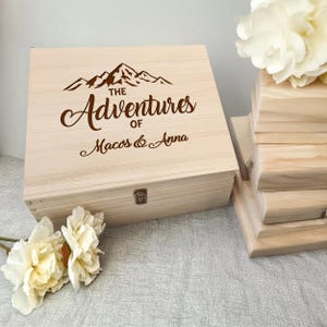 Adventure- Loving Couples Box Keepsake,  Personalized Adventure Keepsake Box, Travel Memory Box, Memory Collectors For Nature & Outdoors