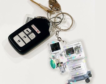 看護師/医師向けのカスタム名麻酔器キーチェーン、麻酔科医、看護師