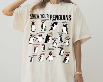Know Your Penguins T-Shirt, Funny Penguin Species T-Shirt, Gift For Bird Lovers, Zoo Fans, Science Teachers, Nature & Wildlife Nerds