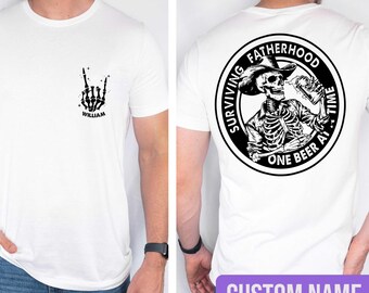 Surviving Fatherhood One Beer At A Time T-Shirt, Funny Fathers Day Tee, Fathers Day Shirt Design, Drinking Dad T-Shirt, Happy Fathers Day