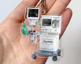 看護師/医師向けのカスタム名麻酔器キーチェーン、麻酔科医、看護師