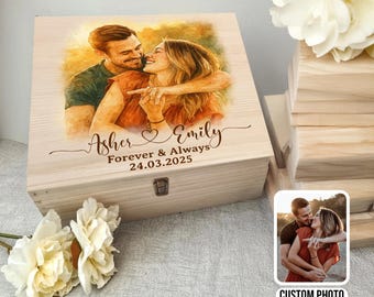 Personalized Couple Photo Keepsake Box, Custom Couple Memory Box, Gift For Husband Wife, Wedding Gifts, Anniversary Gifts For Girlfriend Boy