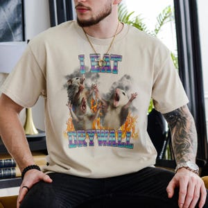 Stylish Funny Meme TShirt, I EAT DRYWALL Joke Tshirt, Funny Opossum Tee, Hilarious Joke Tee, Humorous Graphic Tee, Sarcastic Meme Top