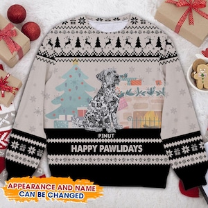 Custom Dog Christmas Sweater, Personalized Pet Name Holiday Sweater, Funny Ugly Xmas Sweater, Dog Lover Gift