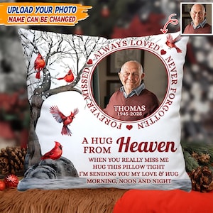 Always Loved Hug This Pillow - Memorial Personalized Custom Pillow - Sympathy Gift For Family Members,Dad Loss, Mom Loss, Bereavement Gift