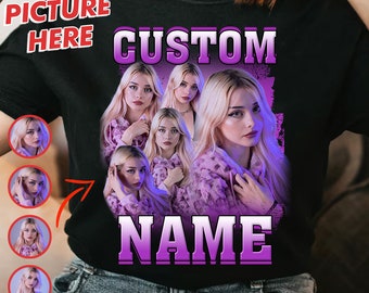 Gepersonaliseerde foto T-shirts, aangepast gezicht T-shirt, Vintage aanpassen T-shirts, personaliseer shirts met foto en naam, geschenken voor vriend