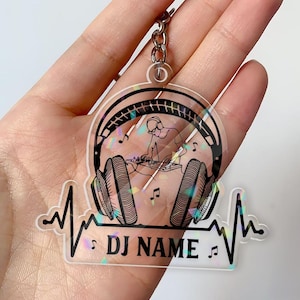 Custom DJ Car Ornament, Personalized Acrylic DJ Rearview Mirror Decor, Headphones Turntable Music Gift | EDM Car Accessory, Custom Dj Gift