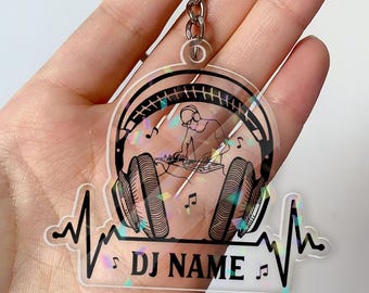 Personalized Acrylic Keychain: DJ Mixer Headphone Accessory - Etsy