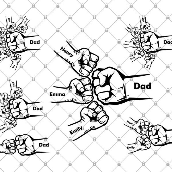 Personalized Father's Day Fist Bump Set Png,Father's Day Design Png,Baby Toddler Kid Dad Fist Bump Png, Family Png,Custom Name ,Gift for Dad