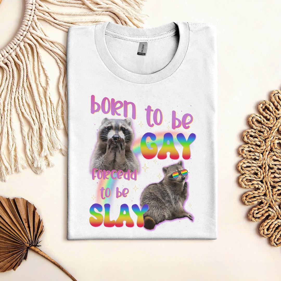 Born to Be Gay Forced to Be Slay Shirt, Raccoon Meme Funny Shirt, Lgbt ...