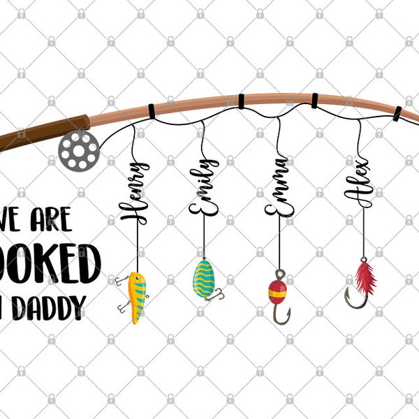 Personalized Hooked On Daddy Png, Papa, Grandpa Png, Fishing Pole Png, Fishing Dad Png, Gift For Dad, Father's Day Png, Custom Name Png