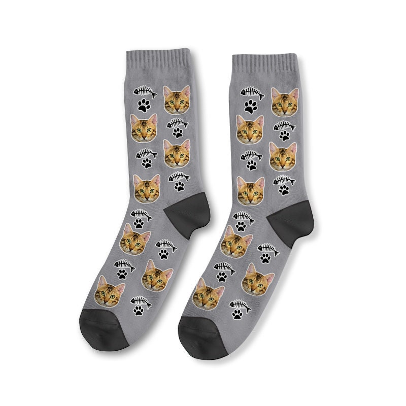 Custom Cat Socks Personalized Pet Photo Socks Cat Lover Etsy