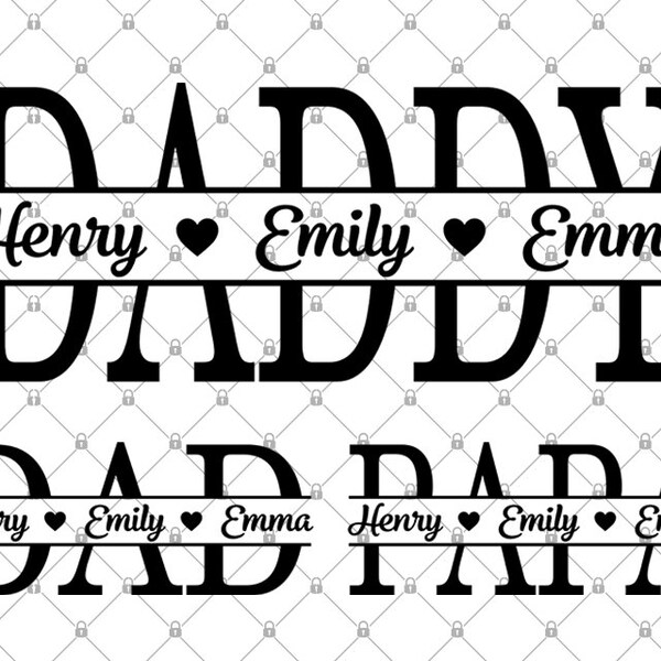 Pesonalized Monogram Dad with Kid name Png, Father's Day Design Png, Baby Toddler Kid Dad Name Png, Family Png, Custom Name Png,Gift for Dad