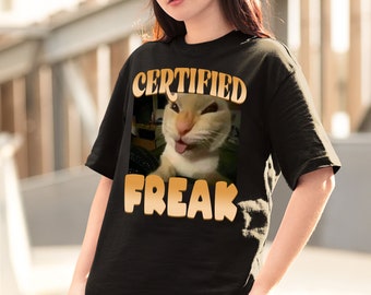 Certified Freak Funny Cat Meme Brainrot Ironic Y2K Stickers Sold By Anna Hensley | SKU 809318333
