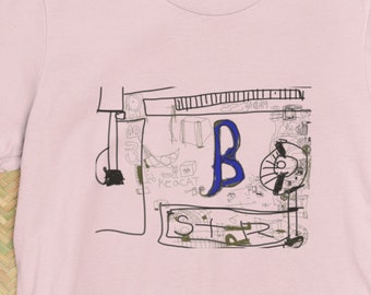 Nice B – Abstract Text Composition T-Shirt, Minimal Modern Graphic Tee