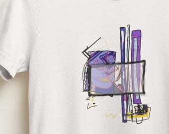 Blue Caught – Abstract System Composition T-Shirt, Minimal Modern Graphic Tee