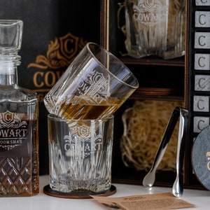 Elevate your whiskey enjoyment with our premium set, featuring a sleek decanter, elegant glasses, natural whiskey stones, and handcrafted wooden coasters. Enjoy the perfect sip with our whiskey stones. Designed to cool your drin.